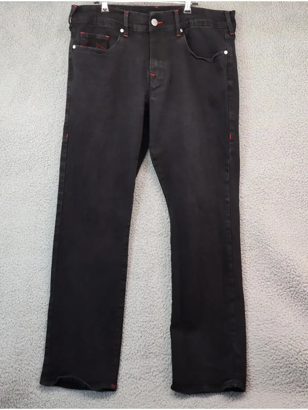 True Religion Jeans Ricky Relaxed Straight 36x32 Red Stiches